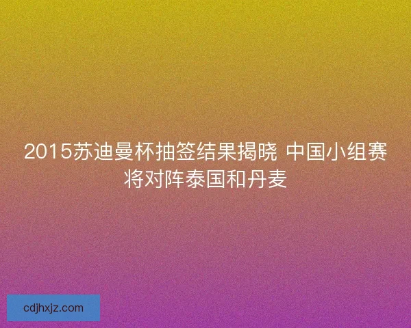 2015苏迪曼杯抽签结果揭晓 中国小组赛将对阵泰国和丹麦